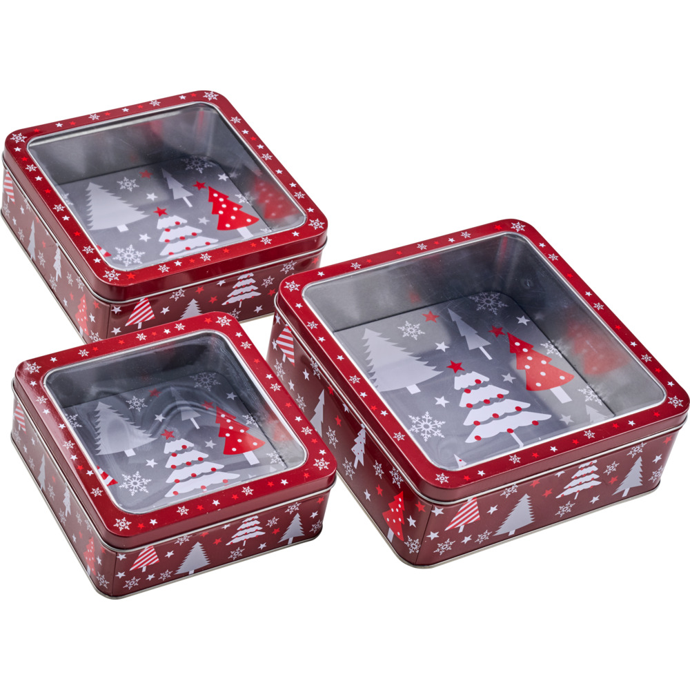 Gebäckdose 3er-Set eckig, 2-fach sortiert image number 1