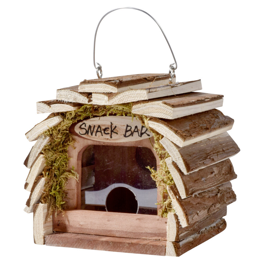 Vogelfutterspender mit Silo, zum aufhängen, aus Holz image number 1