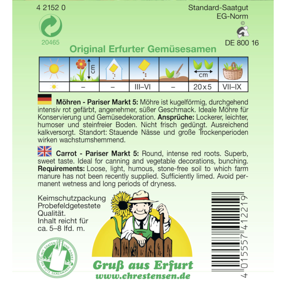 Saatgut Speisemöhre Pariser Markt ca. 5-8 laufende Meter image number 1