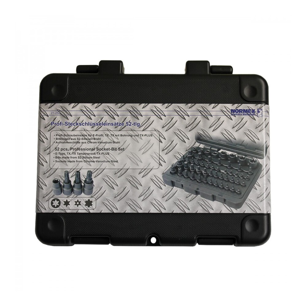 Normex Profi Steckschlüsseleinsätze Satz 52-teilig E-Profil TX mit Bohrung TX-Plus image number 2
