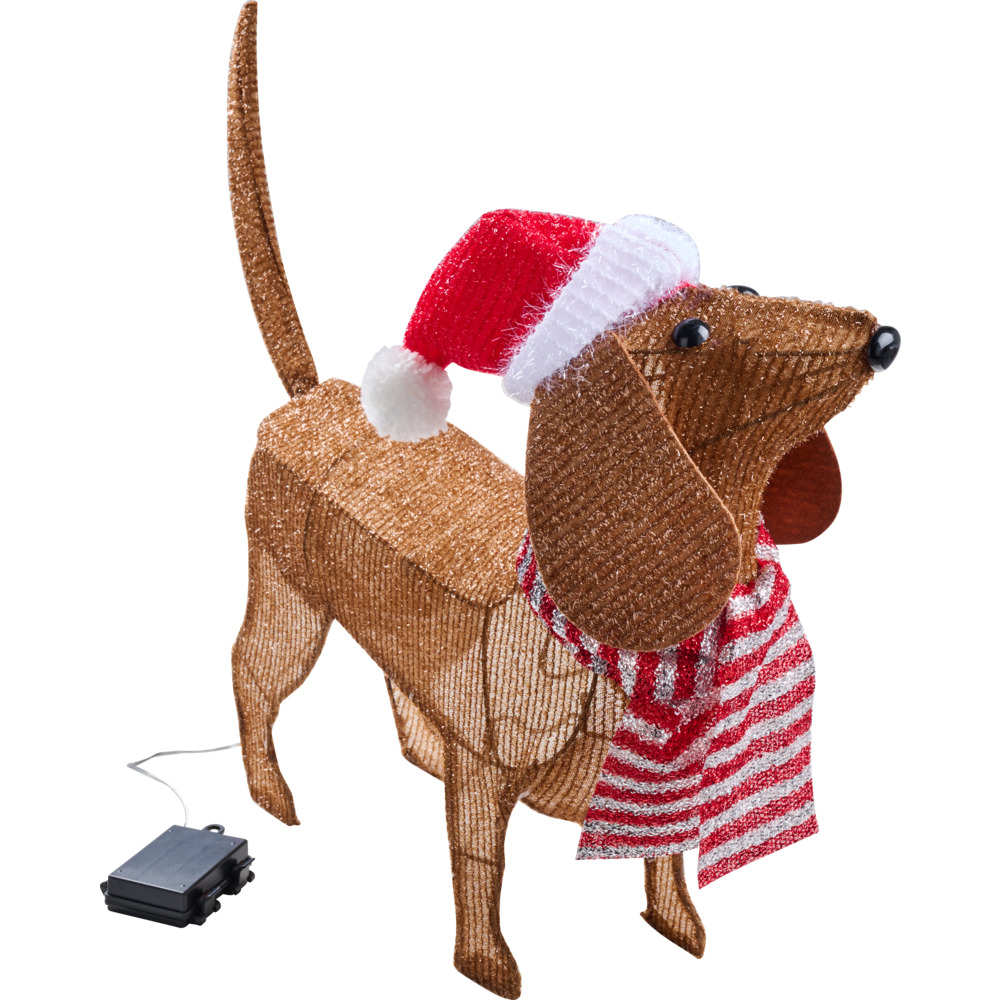 LED-Dackel mit Weihnachtsmütze