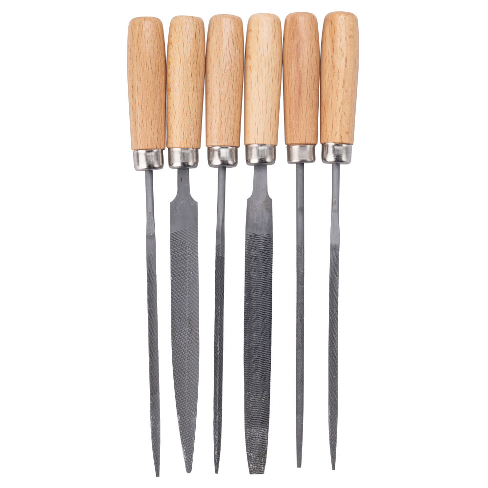 GERMANIA® Schlüsselfeilen Satz 6 -teilig 100 mm mit Holzheft