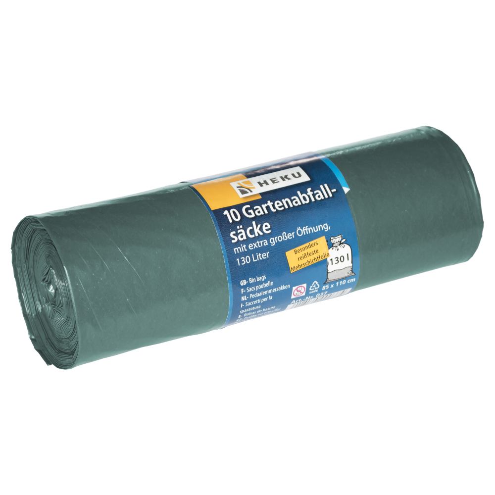 Gartenabfallsäcke 130 Liter extra stark 54µ 10 Stück grün