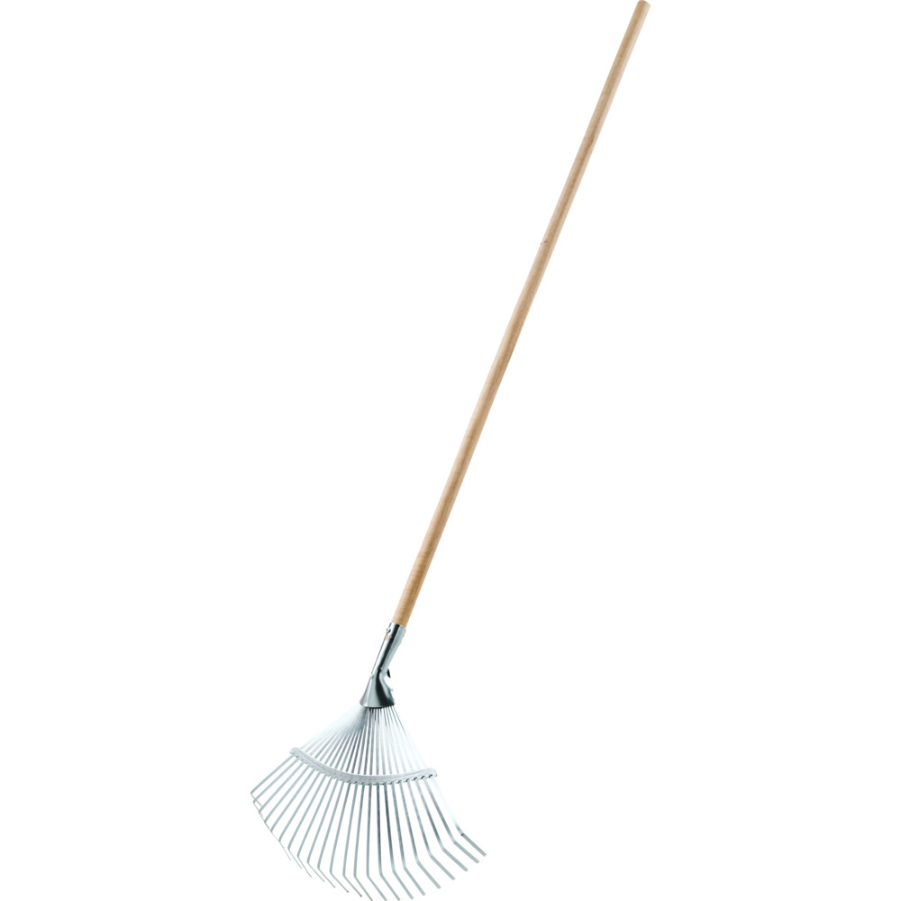 Fächerbesen 22 Zinken Stahl verzinkt mit Holzstiel