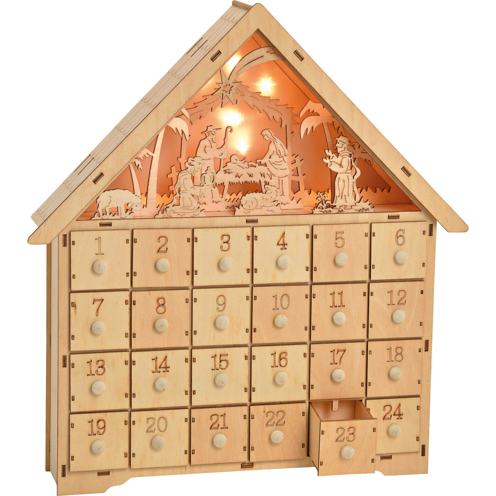 Adventskalender aus Holz mit Beleuchtung image number 0