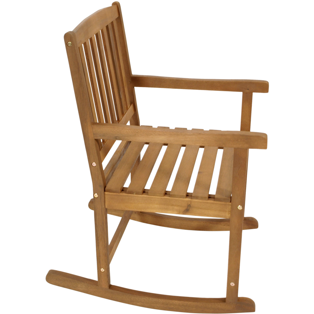 Schaukelstuhl aus Akazienholz, Oberfl&auml;che ge&ouml;lt image number 1