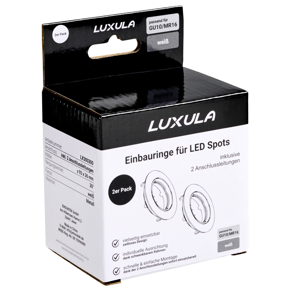 Einbaustrahler LUXULA weiß für GU10 - MR16 Leuchtmittel im 2er Pack image number 2