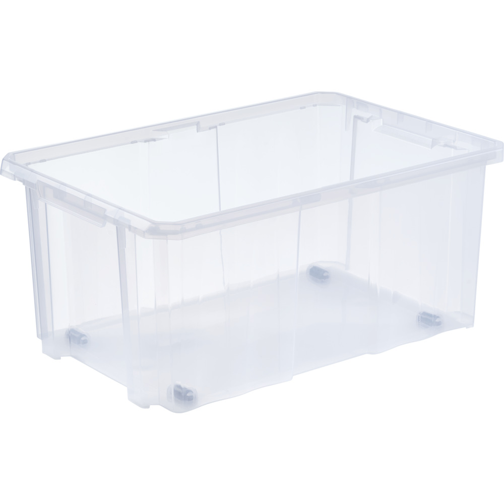Stapelbox mit Rollen, 45 Liter, 60 x 40 x 26,5 cm, transparent