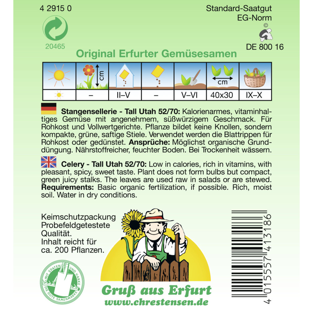 Saatgut Stangensellerie Tall Utah ca. 200 Pflanzen image number 1