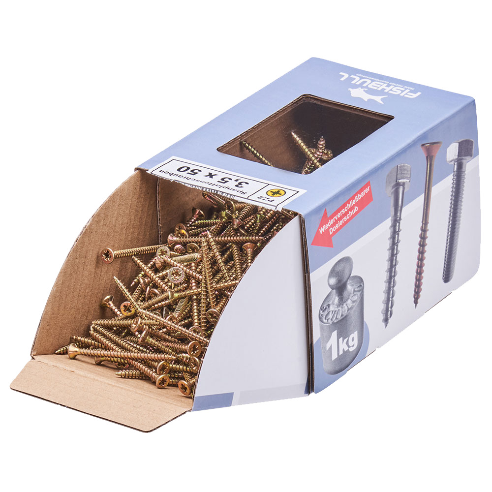 Spanplattenschraube 3,5x50 mm PZ 1kg FISHBULL-Pack Senkkopf Vollgewinde Kreuzschlitz image number 3