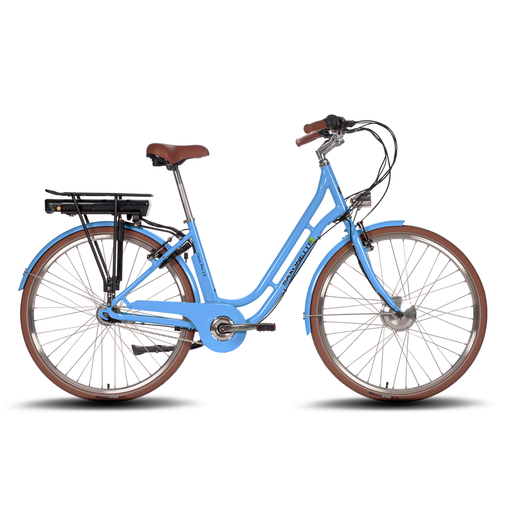 Fahrrad E-Bike City Pedelec taubenblau glanz 28''