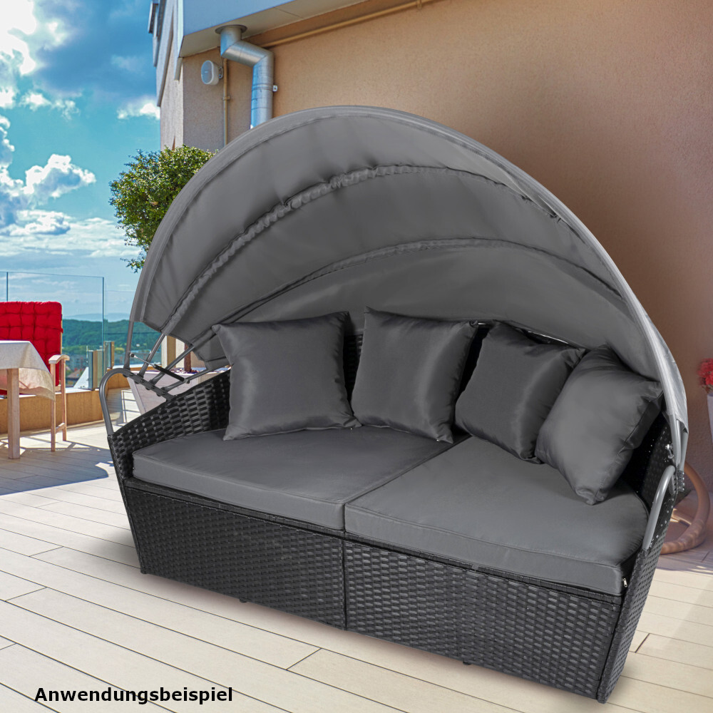 Loungebett Ibiza Ø 180 x 140 cm mit Sonnendach in Anthrazit image number 5