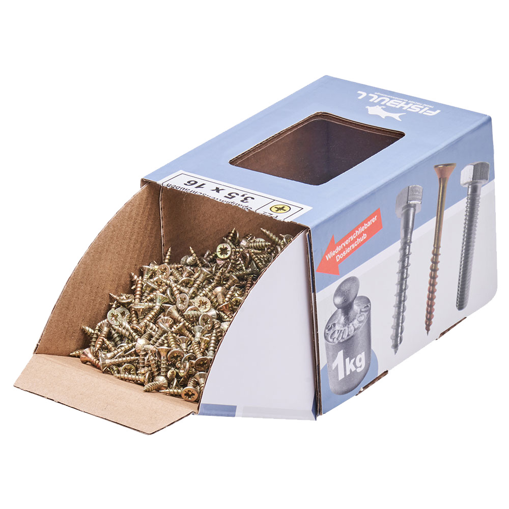 Spanplattenschraube 3,5x16 mm PZ 1kg FISHBULL-Pack Senkkopf Vollgewinde Kreuzschlitz image number 3