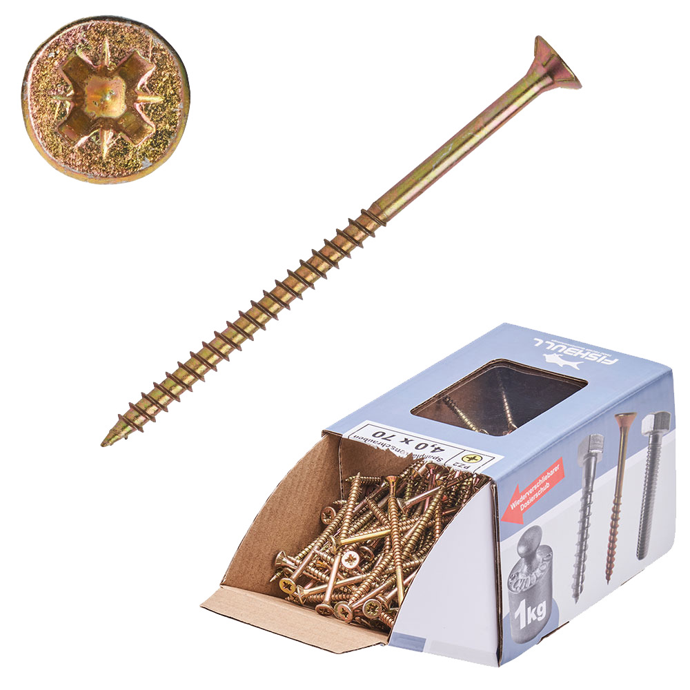 Spanplattenschraube 4 x 70 mm PZ 1kg FISHBULL-Pack Senkkopf Teilgewinde Kreuzschlitz image number 0