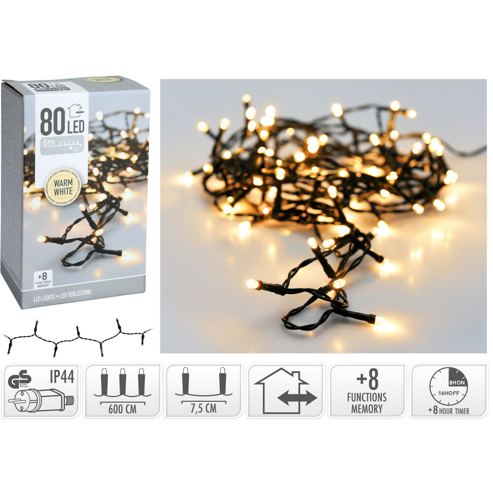 LED-Lichterkette mit 80 LED warmweiß