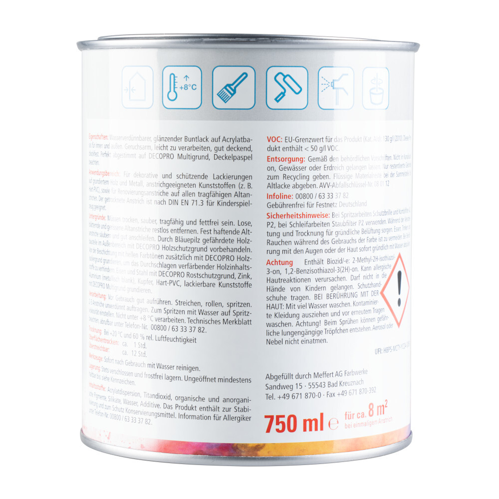 DECOPRO Acryl Glanzlack goldgelb RAL 1004 für innen und außen image number 1