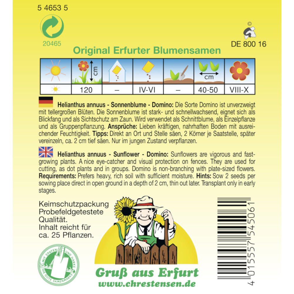 Saatgut Sonnenblume Domino ca. 25 Pflanzen image number 1
