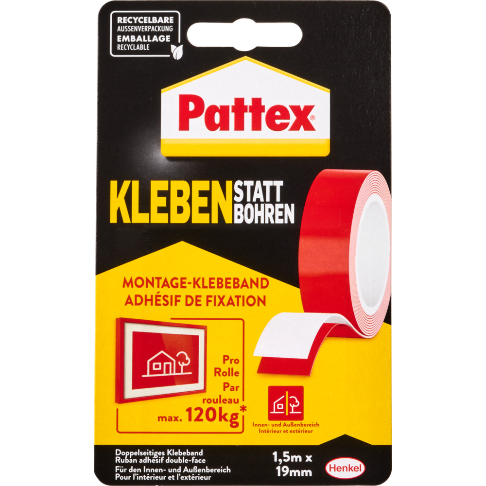 Pattex® Klebeband doppelseitig "Kleben statt Bohren" 1,5 m soforthaftend image number 2
