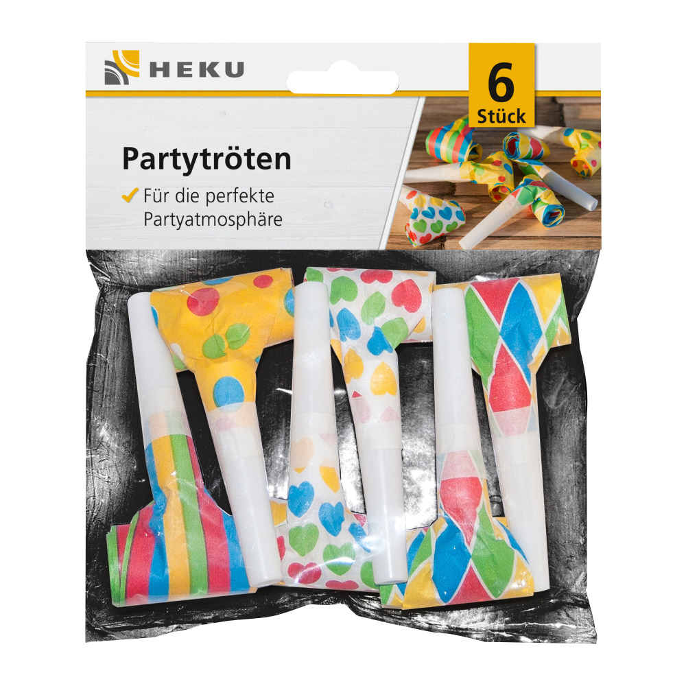 Partytr&ouml;ten 6 St&uuml;ck bunt sortiert 4 Motive