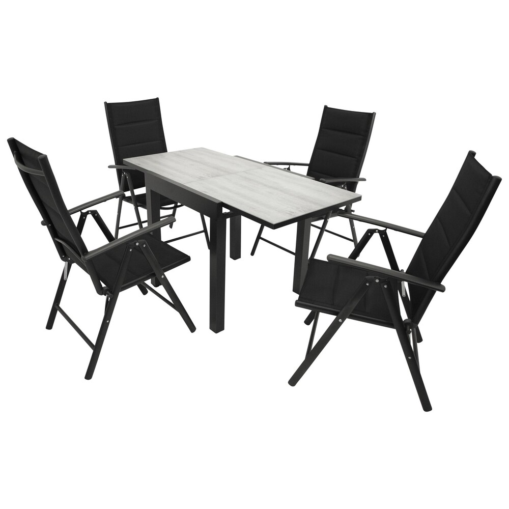 Gartengarnitur 5-teilig Alu Ausziehtisch Keramikoptik image number 0