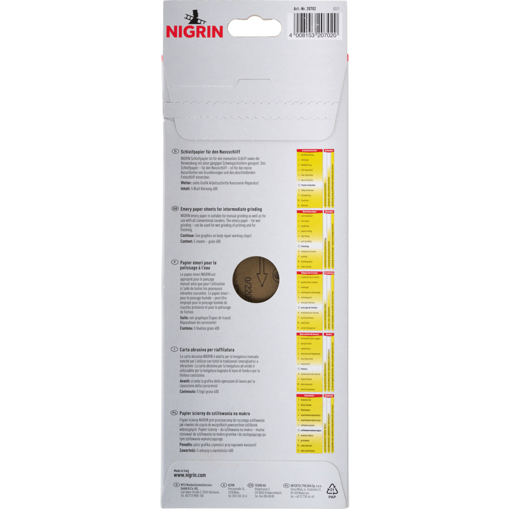 Nigrin Schleifpapier K400 5er Pack image number 1