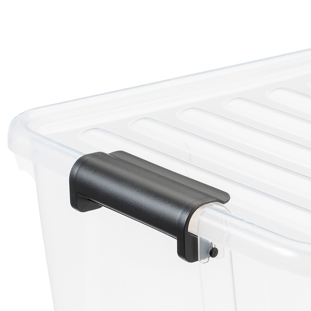 Aufbewahrungsbox 30 Liter mit Deckel, Grau-Transluzent image number 3