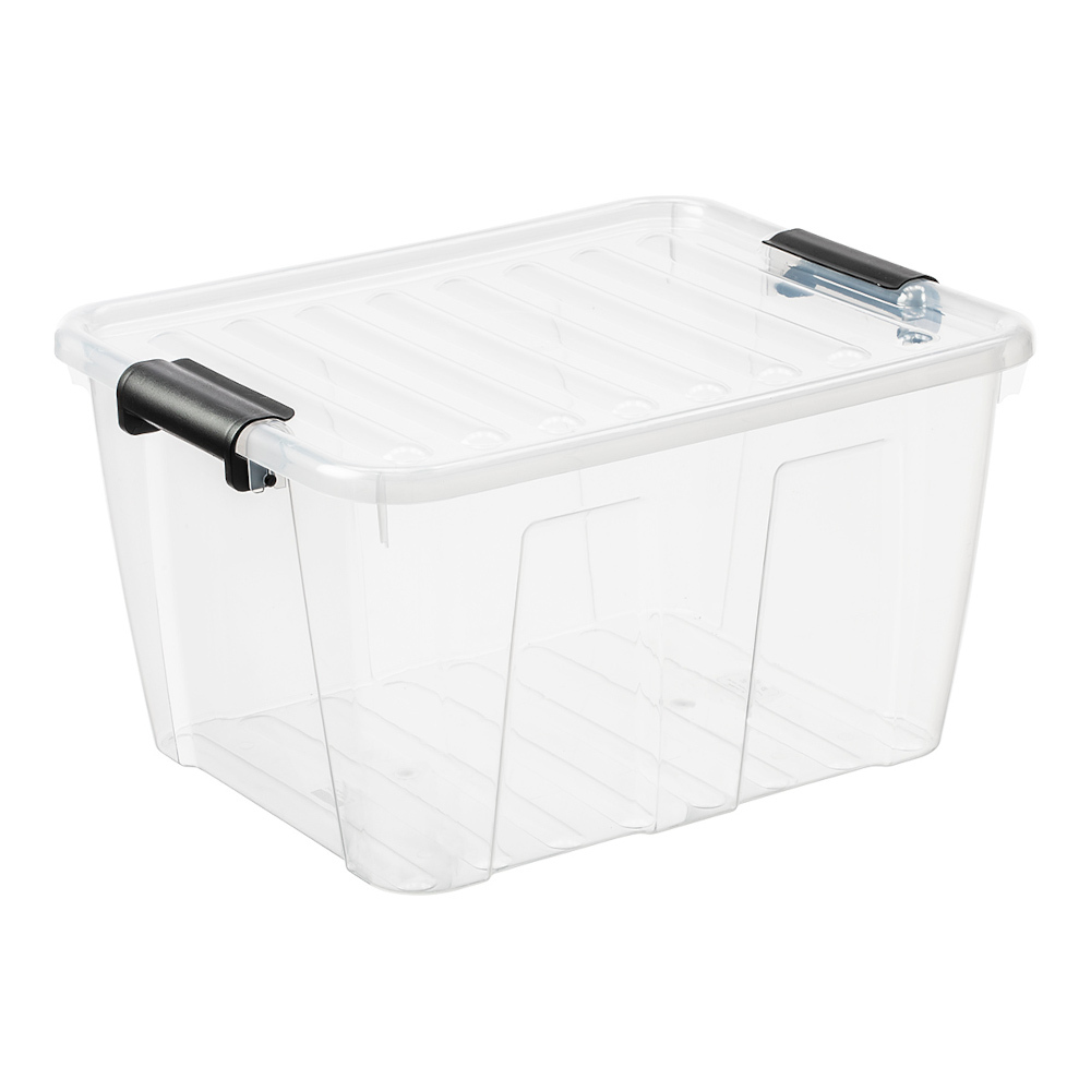 Aufbewahrungsbox 30 Liter mit Deckel, Grau-Transluzent image number 1