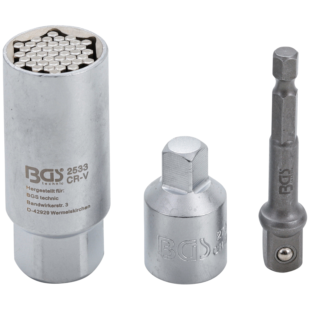 Multi-Einsatz Set 3-teilig mit Steckschlüssel-Adapter und Adapter