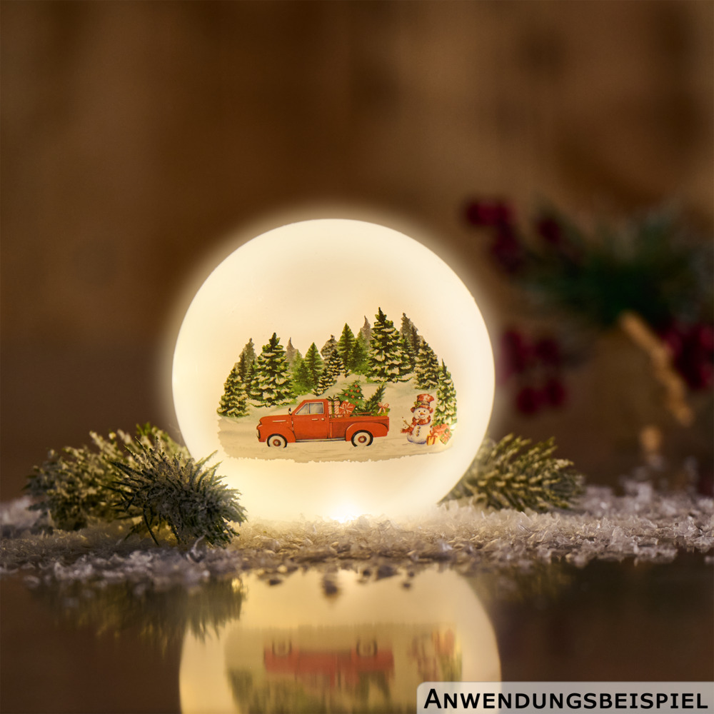 LED-Glaskugel mit Weihnachtsmotiv, 3-fach sortiert image number 3