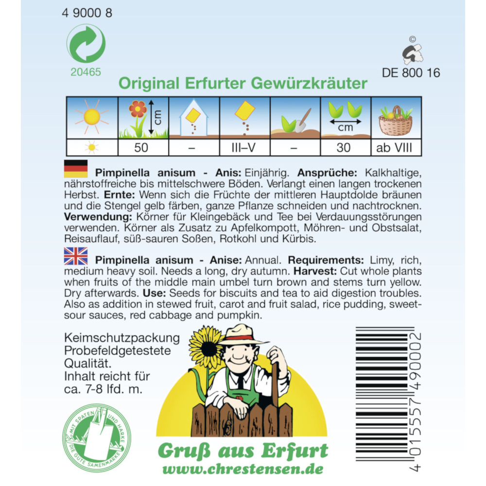 Saatgut Anis Gew&uuml;rzkraut ca. 7-8 laufende Meter image number 1