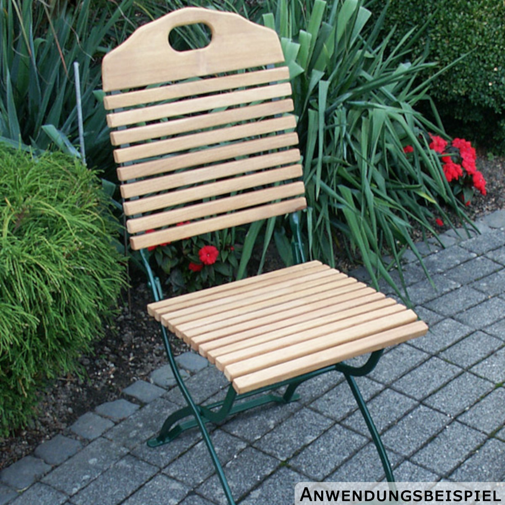 Klappstuhl Flachstahl Grün und Robinie 2er-Set