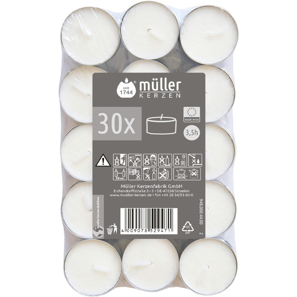Teelichter 30er Pack weiß