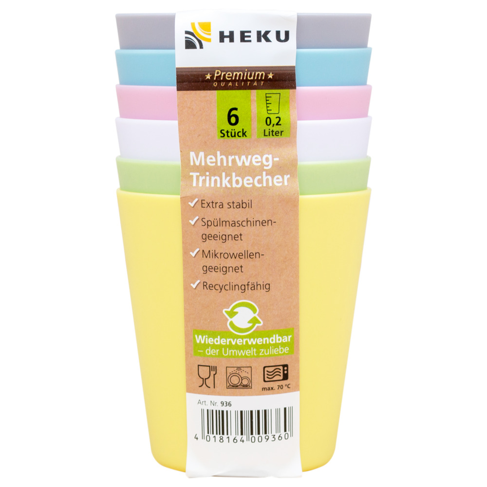 Mehrweg-Trinkbecher 6 Stück je 200 ml