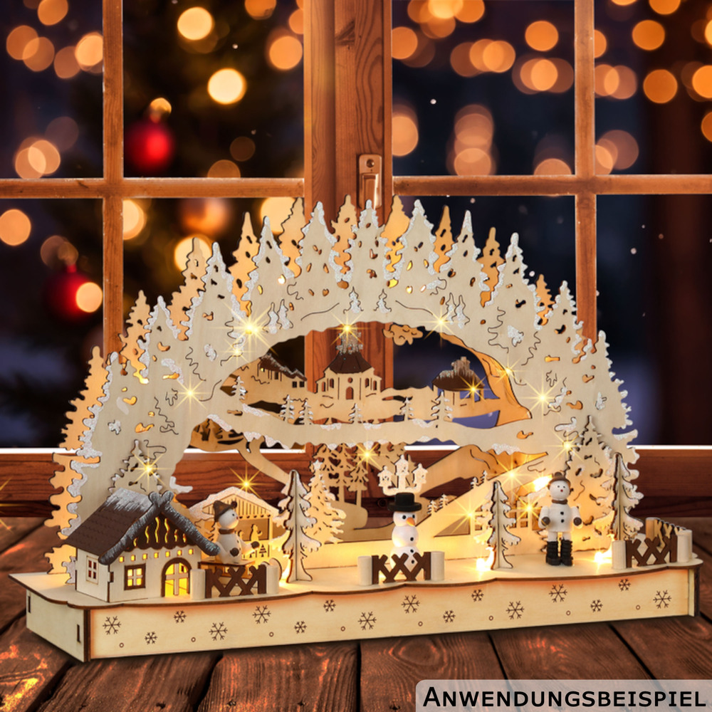 monzana® Weihnachts-LED-Schwibbogen Winterdorf image number 1