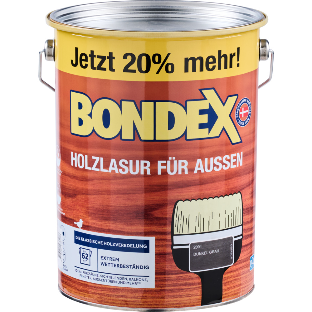 BONDEX Holzlasur für Aussen dunkelgrau 4,8 Liter image number 2