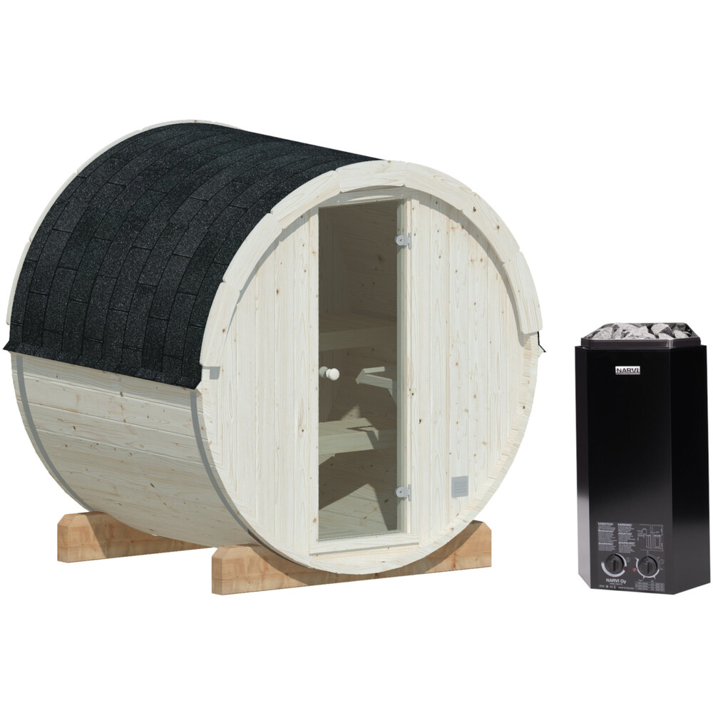 Fasssauna "Anita" 0,9 m&sup2; inkl. Ofen 3,6 kW