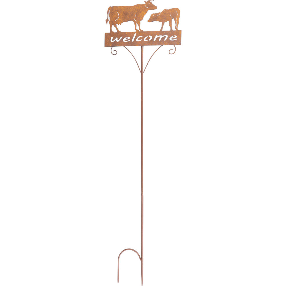 Gartenstecker "Willkommen" ca. 120 cm hoch in Rost-Optik