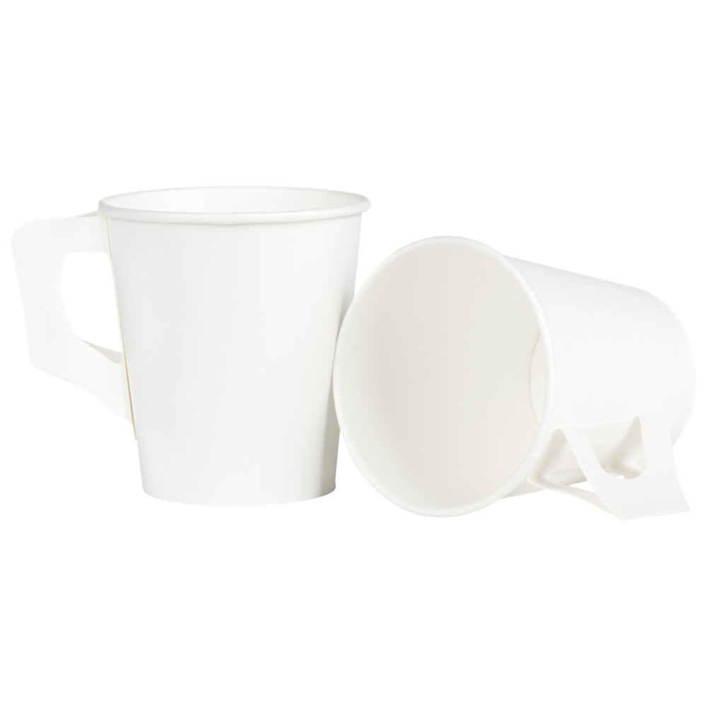 Pappbecher mit Henkel Einweg 175 ml 50 Stück weiß image number 0