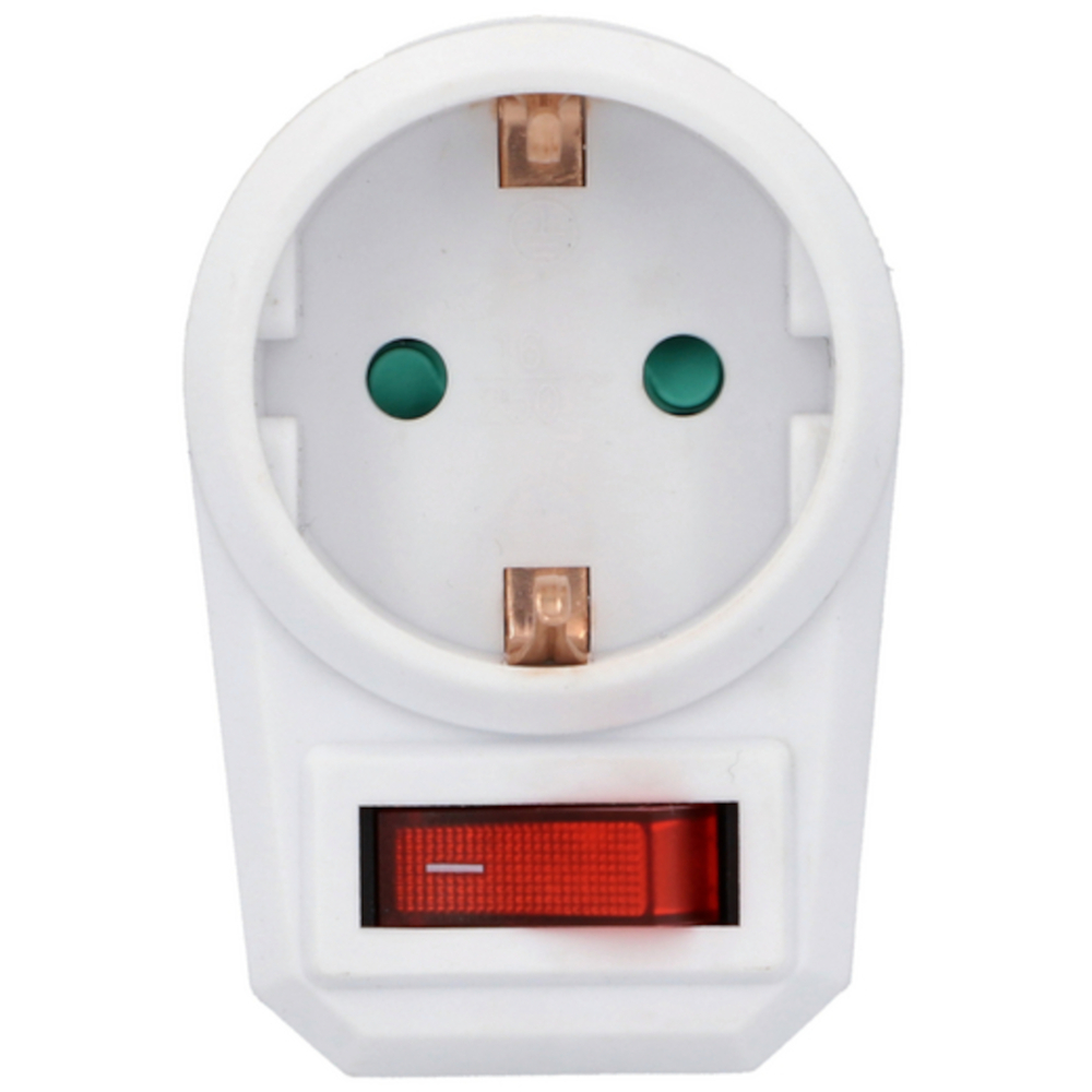 Schutzkontakt-Zwischenstecker mit Schalter 1-polig weiß image number 1