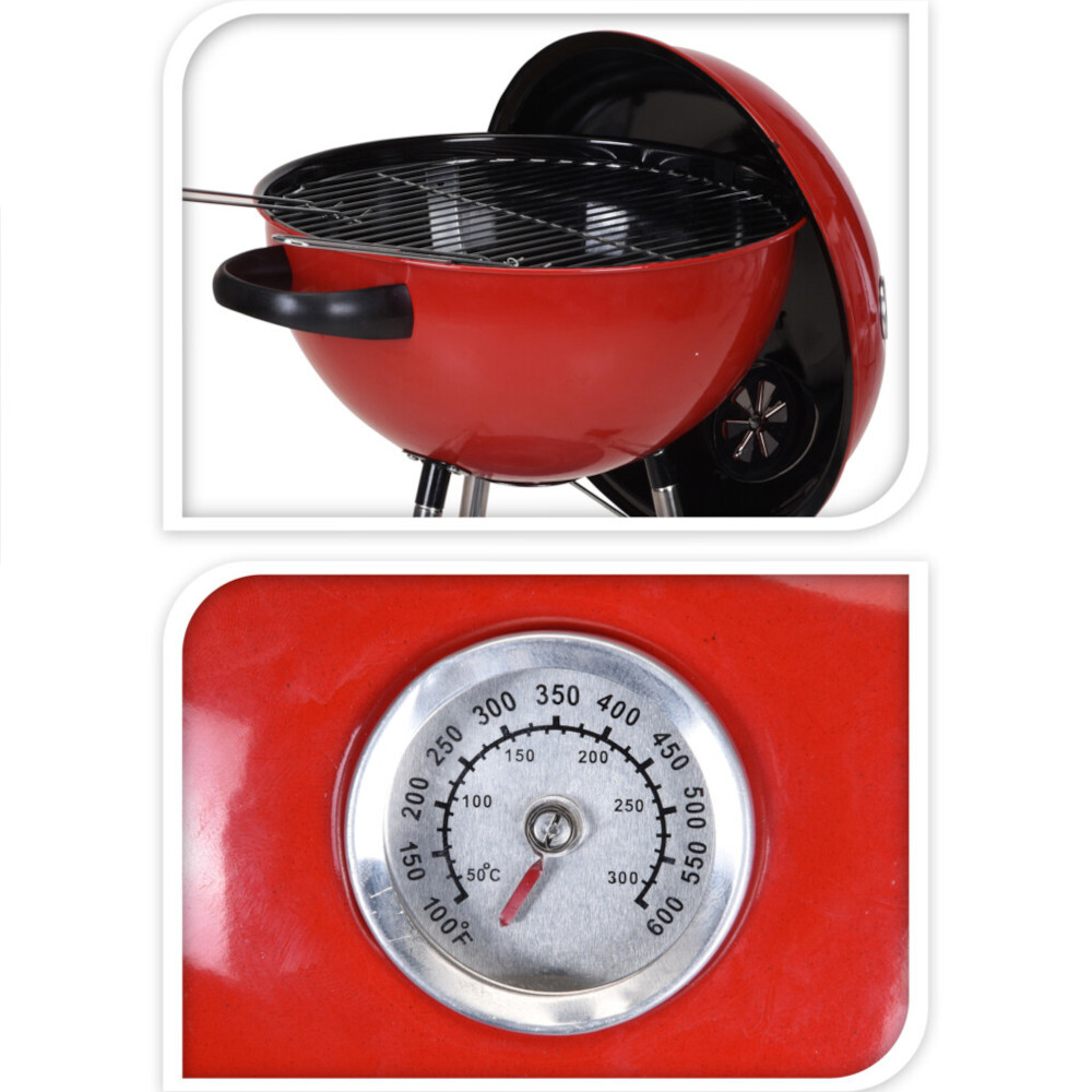 Kugelgrill fahrbar Edelstahl rot image number 1