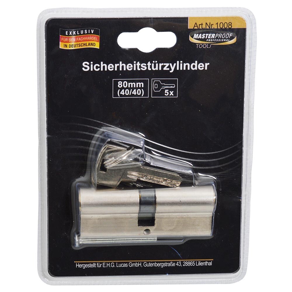 Schließzylinder Profilzylinder 80 mm, 40/40 mit 5 Schlüsseln image number 0