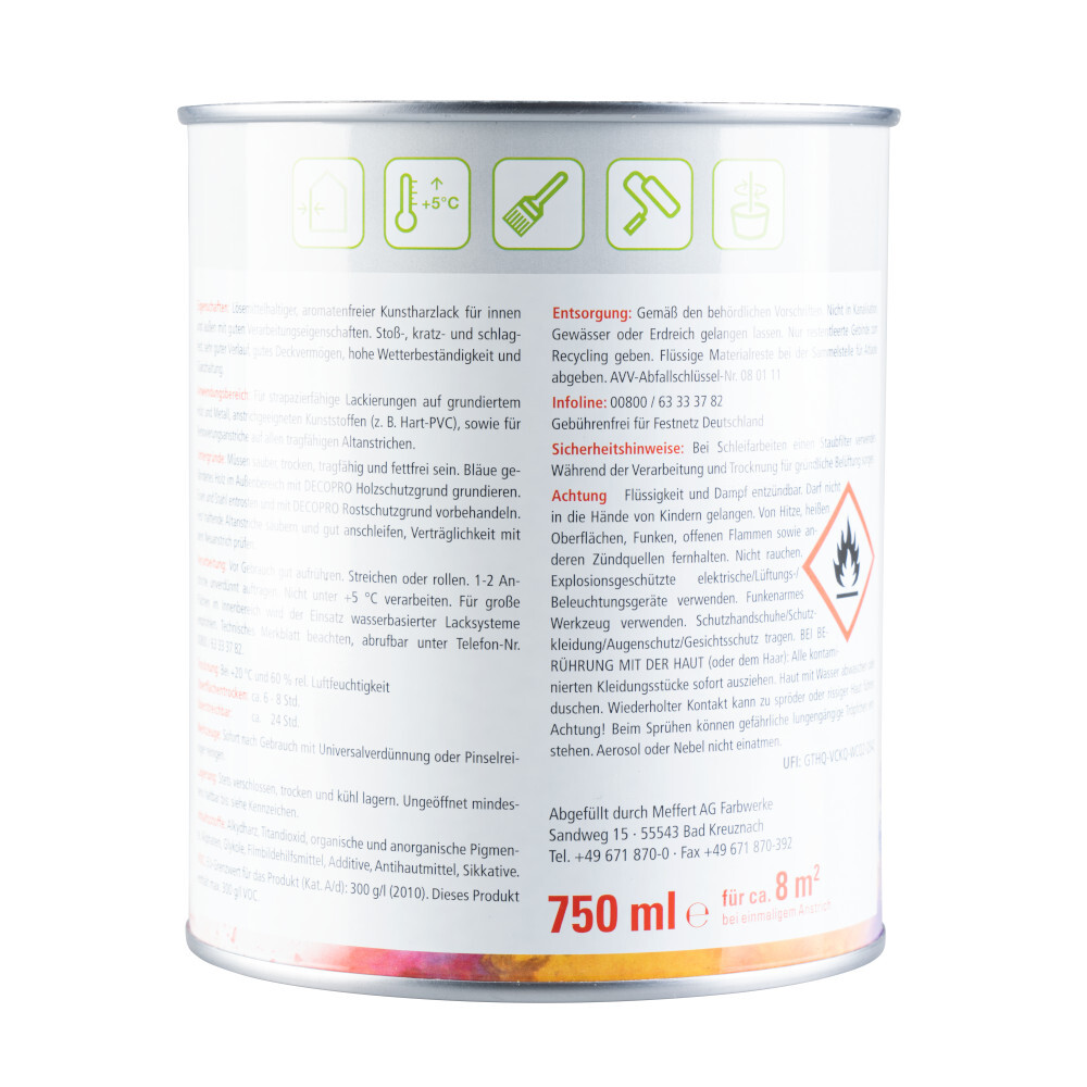 DECOPRO Hochglanzlack feuerrot RAL 3000 für innen und außen image number 1