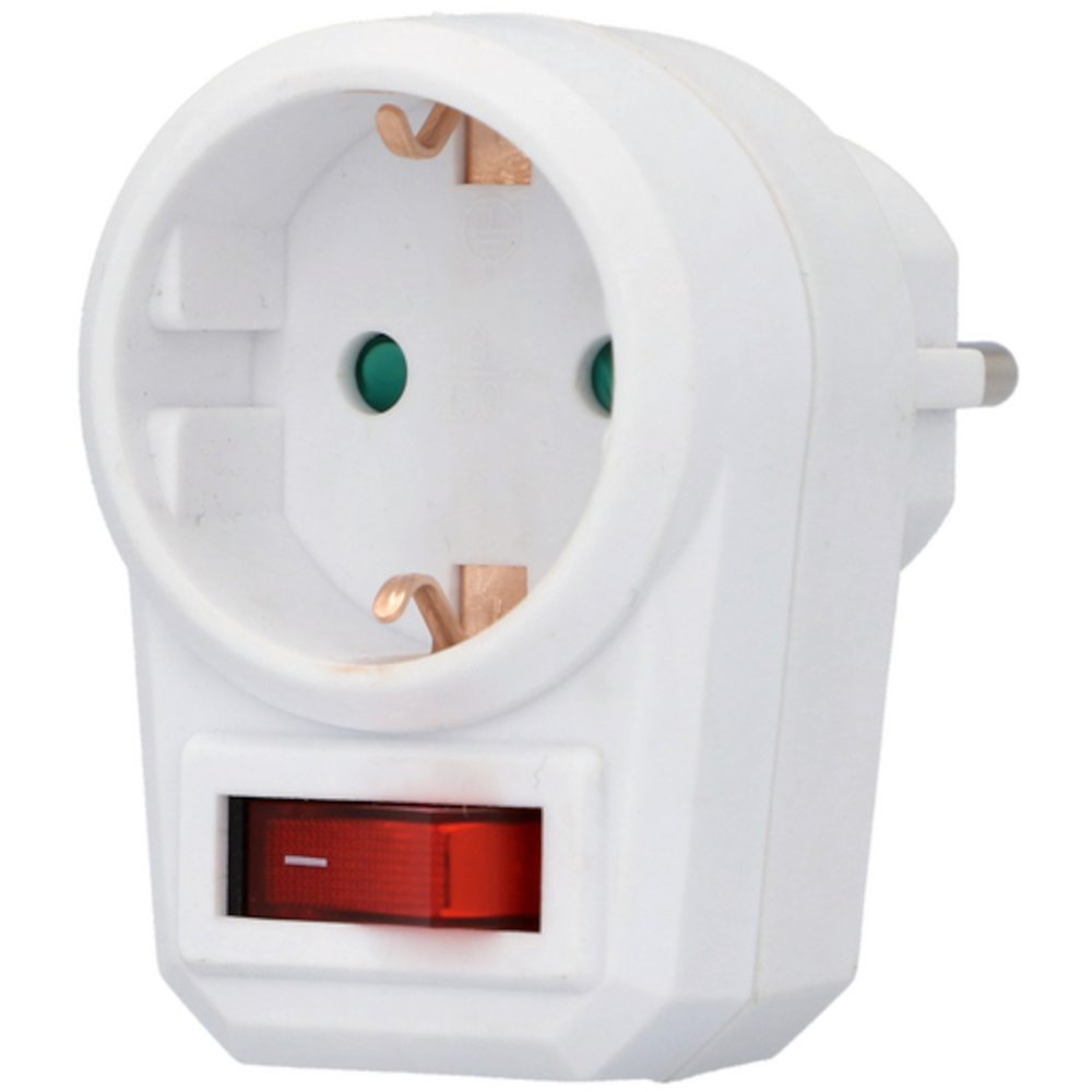 Schutzkontakt-Zwischenstecker mit Schalter 1-polig weiß