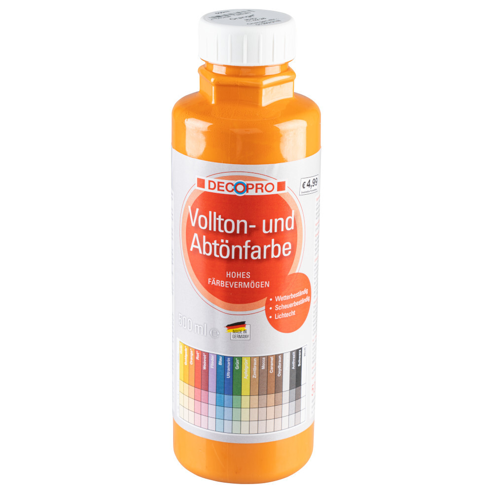 DECOPRO Vollton und Abtönfarbe 500 ml orange innen und außen