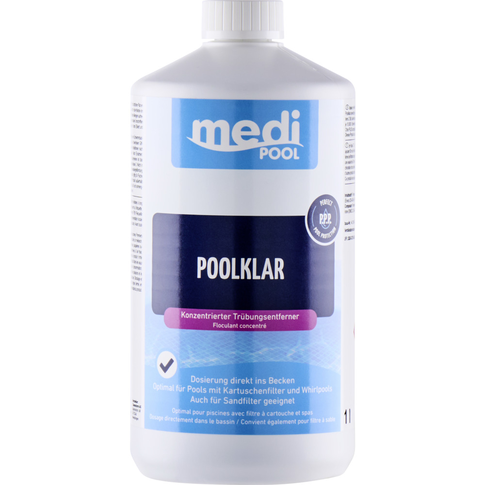 mediPOOL Poolklar 1 Liter, Poolwasser-Pflege gegen Trübung image number 1