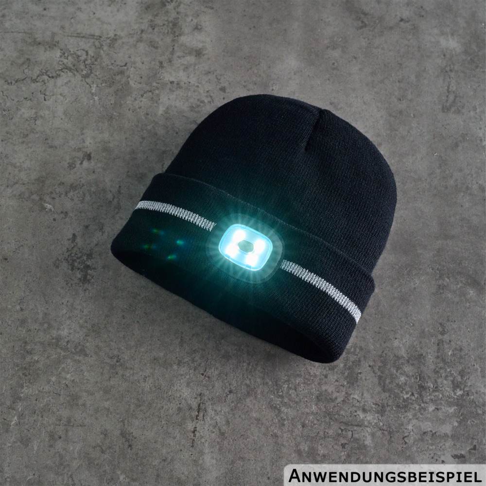 Mütze schwarz mit LED und Reflektionsstreifen image number 1