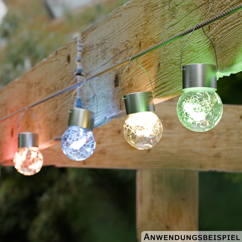 Solar LED-Kugelleuchte aufhängbar aus Crushglas image number 1