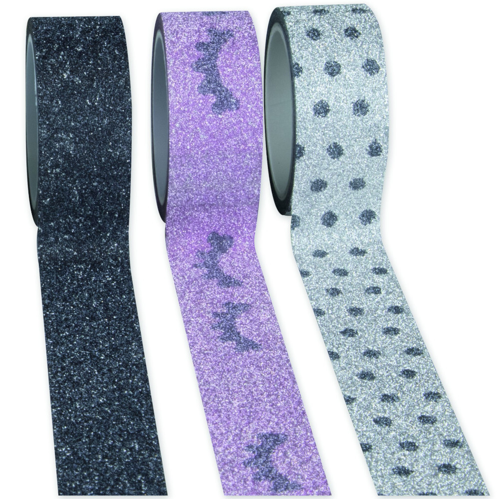Washi Tape 3 Rollen 15 mm x 3 m Glitter image number 2