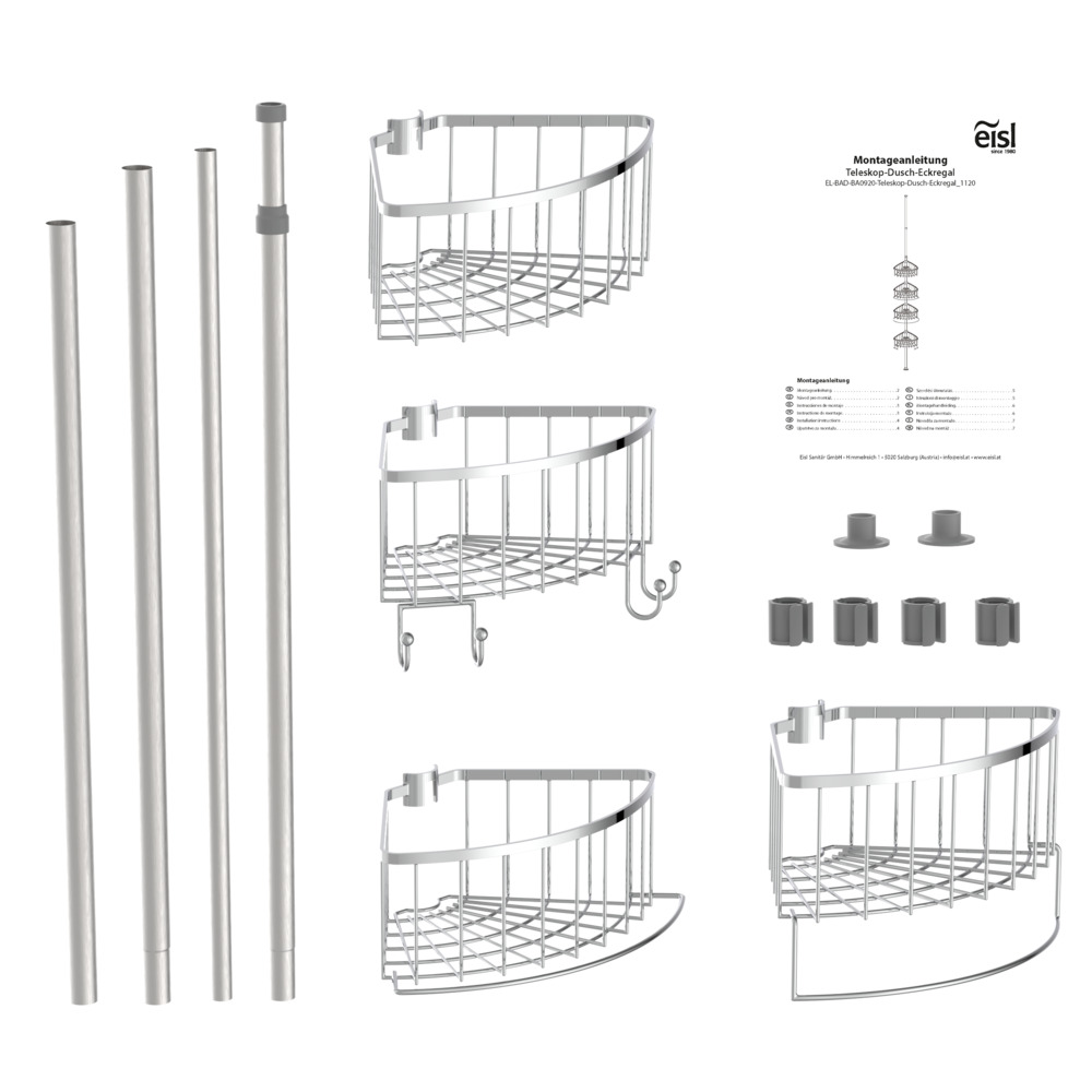 Teleskop-Dusch-Eckregal 192 - 245 x 26,5 cm image number 2