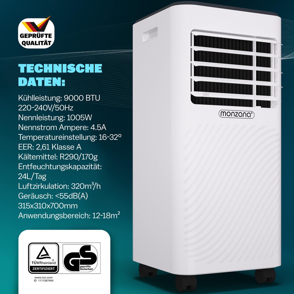 monzana&reg; Mobile Klimaanlage 9000 BTU SmartLife image number 5